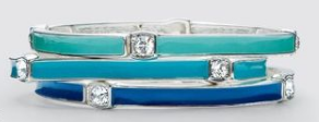 Ombre - Silver plated, crystals/enamels, set of three stretch bracelets